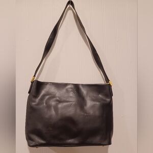 Monsac Black Leather Shoulder Bag